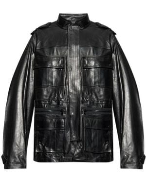 Balmain Multiple-Pocket Leather Jacket - Black