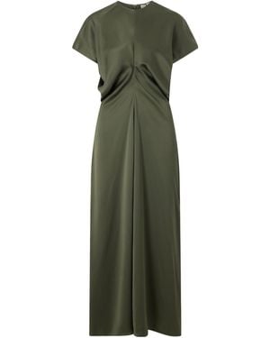 TOTEME Totême Wasit Drape Short-Sleeved Maxi Dress - Green