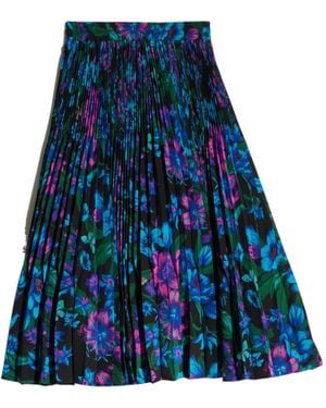 Gucci Printed Silk Crêpe De Chine Midi Skirt - Blue