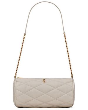 Saint Laurent Sade Logo Plaque Mini Tube Bag - White