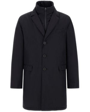 Herno Funnel Neck Three-Button Coat - Blue