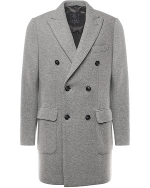 Fay Peak Lapel Wool Coat - Grey
