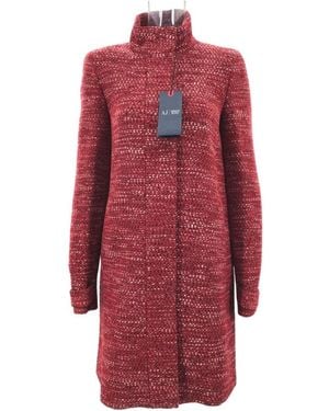 Armani Jeans High-Necked Long-Sleeved Coat - Red