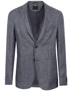 ZEGNA Notched-Lapel Blazer - Blue