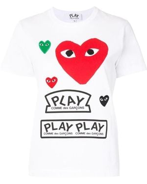 COMME DES GARÇONS PLAY Logo Print Short Sleeve T-Shirt - White