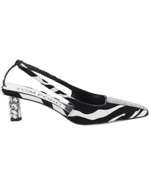 Tom Ford Zebra-Print Slingback Pumps - White