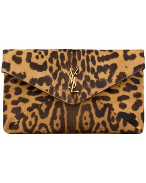 Saint Laurent Cassandre Large Envelope Pouch - Brown