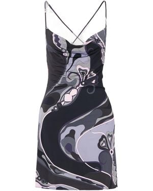 PUCCI Printed Satin-Jersey Mini Dress - Blue