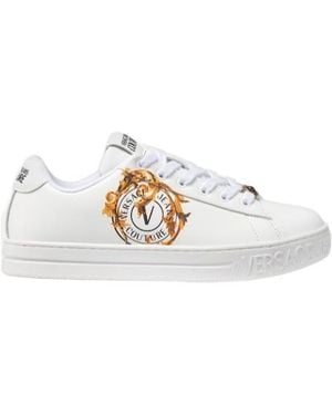 Versace Jeans Couture Couture Logo Printed Lace-Up Trainers - White