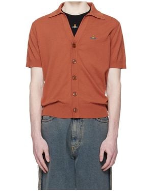 Vivienne Westwood Buttoned Short-Sleeve Knitted Sweater - Orange