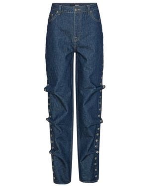 ROTATE BIRGER CHRISTENSEN Wide-Leg Buttoned Jeans - Blue