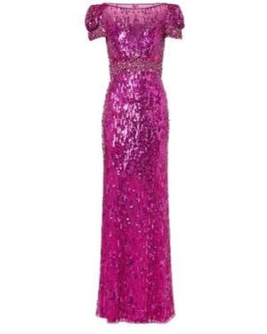 Jenny Packham Sungem Embellished Gown - Purple
