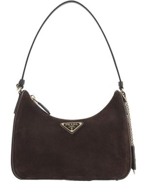 Prada Zippered Shoulder Bag - Black