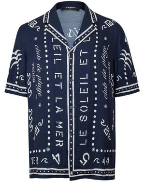 Balmain Versatile Unique Short Sleeve Shirt - Blue