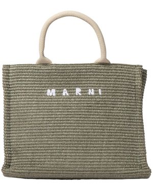 Marni Woven Logo Embroidered Small Tote Bag - Green