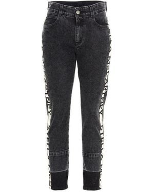 Stella McCartney Logo-Stripe Cropped Jeans - Black
