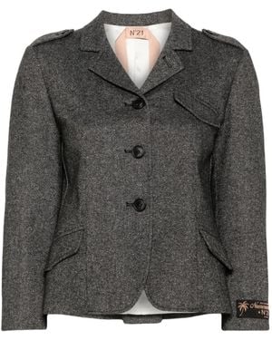 N°21 Mélange-Effect Jacket - Black