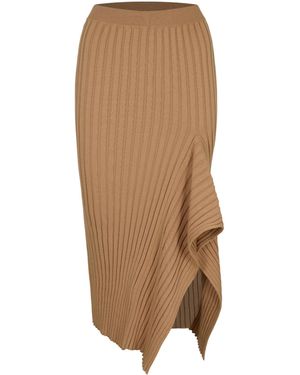 Stella McCartney Ribbed Midi Skirt - Natural