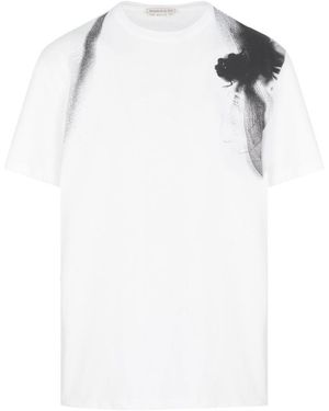 McQueen Dragonfly-Printed Crewneck T-Shirt - White