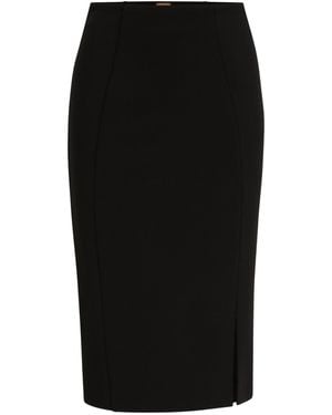 BOSS Side-Slit Pencil Midi Skirt - Black