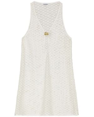 Ganni Openwork Dress - White