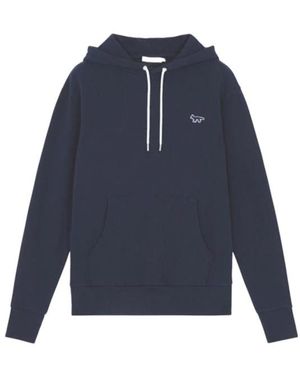 Maison Kitsuné Fox Patch-Detail Hoodie - Blue