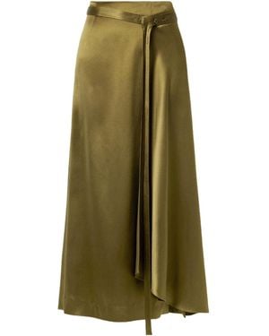 Adam Lippes Silk-Charmeuse Midi Skirt - Green