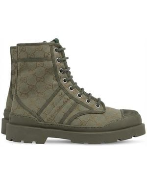 Gucci Monogrammed Lace-Up Boots - Green