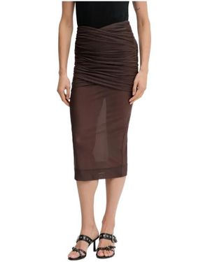Aniye By Scandal Ruched Semi-Sheer Midi Skirt - Brown