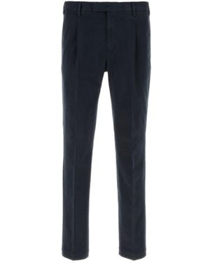 Pt Pantaloni Pleated Cotton Trousers - Blue