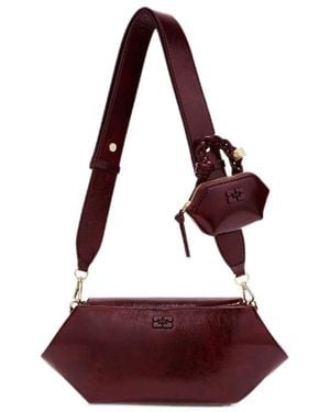 Ganni Braided Strap Leather Shoulder Bag - Purple