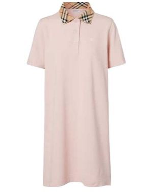 Burberry Check Cotton Polo Dress - Pink