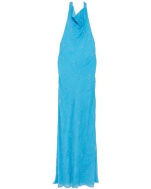 STAUD Roselle Beaded Halterneck Maxi Dress - Blue