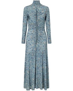 Ulla Johnson Floral-Print Stretch-Jersey Midi Dress - Blue