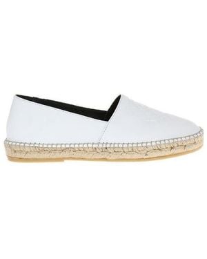 KENZO Tiger Head Pattern Straw Woven Business Casual Shoes - White