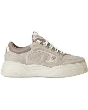Fendi Leather Low-Tops - Natural