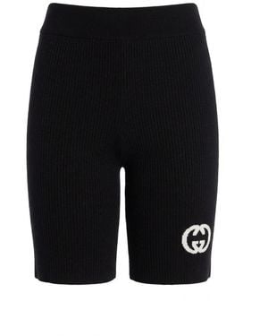 Gucci Ribbed Gg Intarsia Knit Shorts - Black