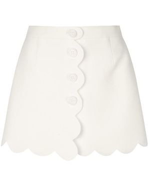 RED Valentino High-Rise Scallop-Rimmed Shorts - White