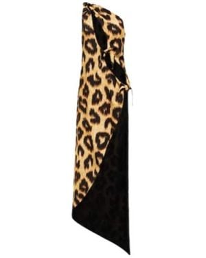 The Attico Leopard-Print Cutout Maxi Dress - Black