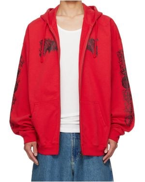 Vetements Cradle Of Filth Double-Logo Zip-Up Hoodie - Red