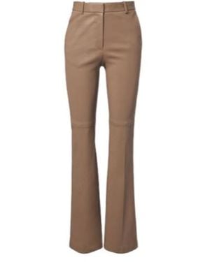 JOSEPH Tafira Leather Flared Casual Pants - Brown