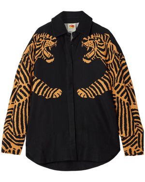 FARM Rio Tiger-Print Shirt - Black