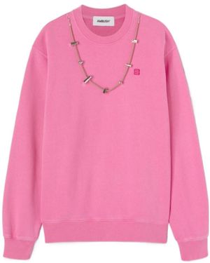 Ambush Logo Embroidered Crewneck Sweatshirt - Pink