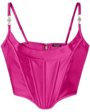 Versace Medusa Motif Squared Neck Corset Top - Pink