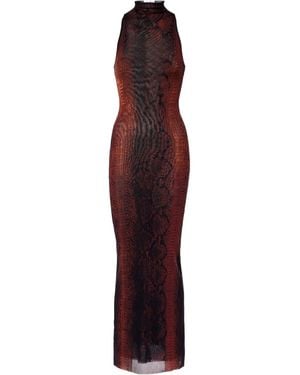 Jean Paul Gaultier Snake-Print Backless Dress - Red