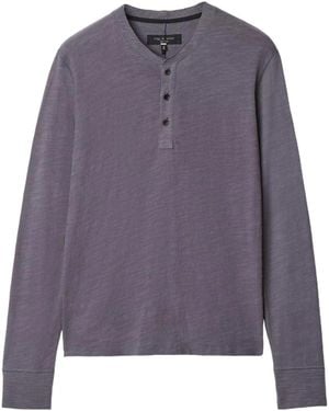 Rag & Bone Long-Sleeve Polo Shirt - Purple