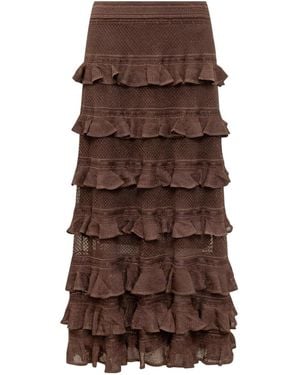 Zimmermann Ruffled Knitted Long Skirt - Brown