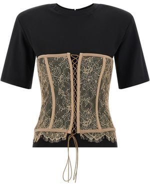 GIUSEPPE DI MORABITO Crewneck Bustier T-Shirt - Black