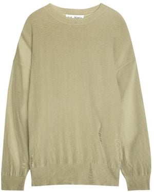 Our Legacy Slant Distressed Effect Wool Sweater - Green