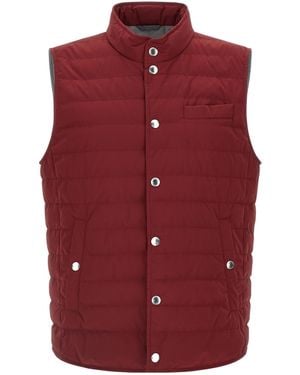 Brunello Cucinelli Stand Collar Cotton Vest - Red
